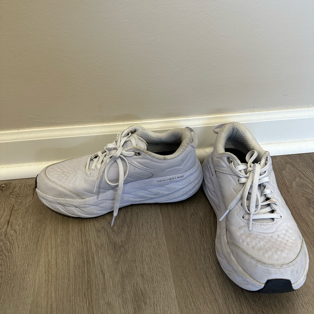 White non slip Hokas